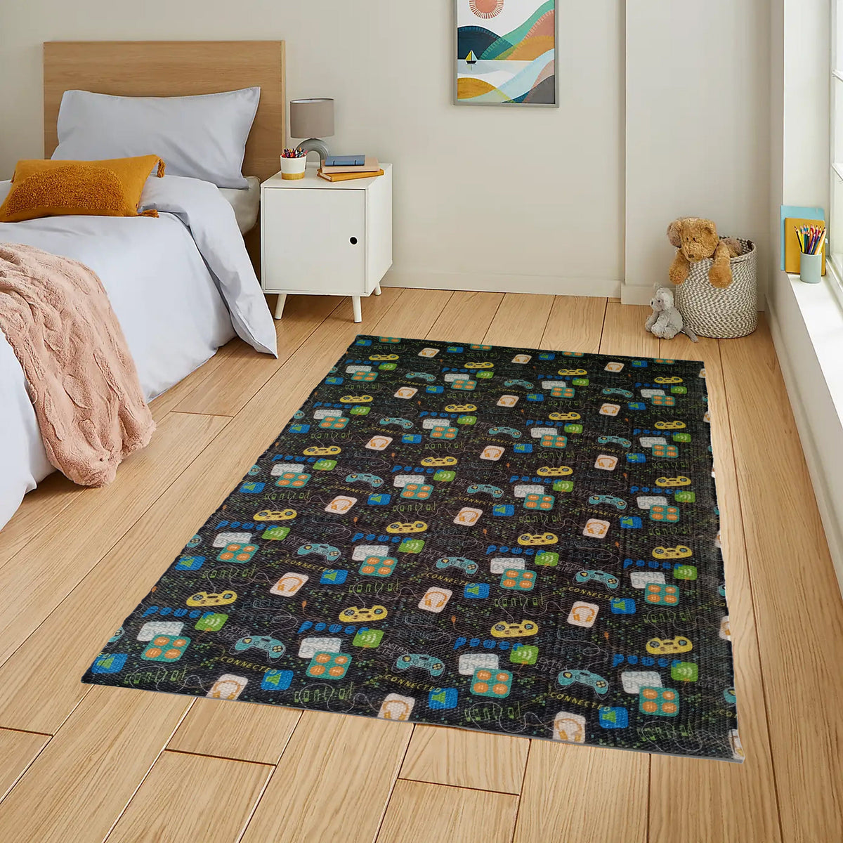 Gamer Print Non-Slip Soft Durable Floor Rug, Easy-Clean