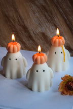 Ghost Soy Wax Candle with Pumpkin Hat
