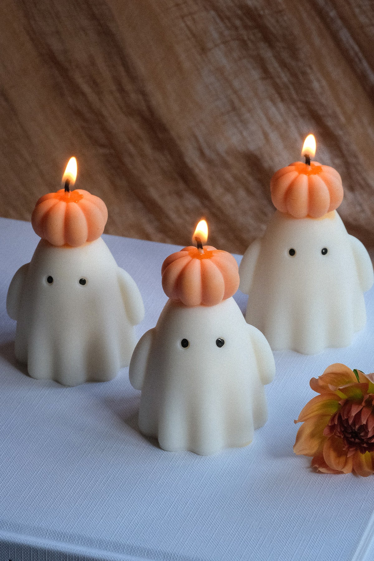 Ghost Soy Wax Candle with Pumpkin Hat