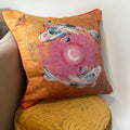 Golden Pool Koi Cushion – Vegan Suede Watercolour