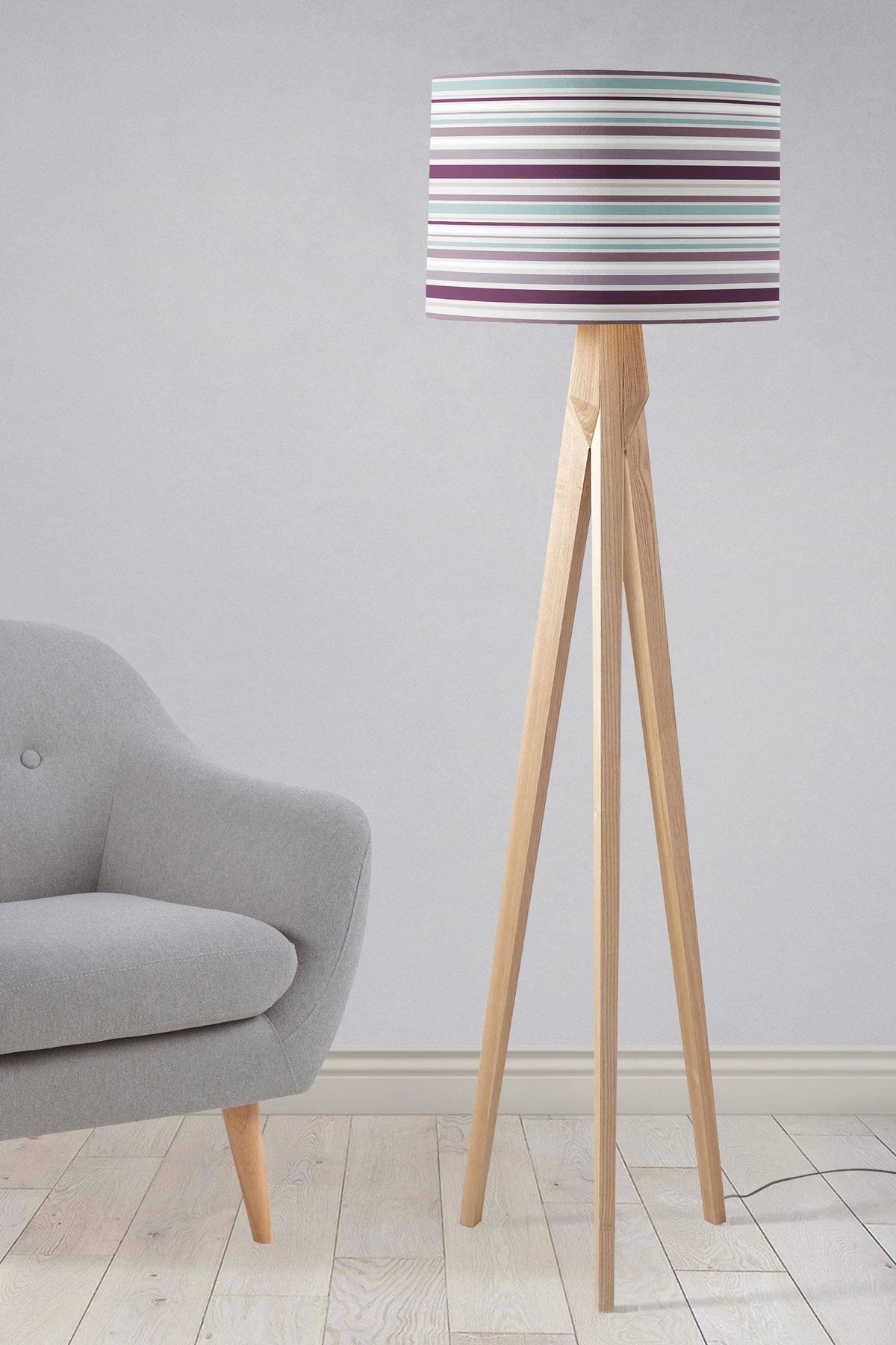 Purple Striped Lampshade, Ceiling or Table Lamp Shade
