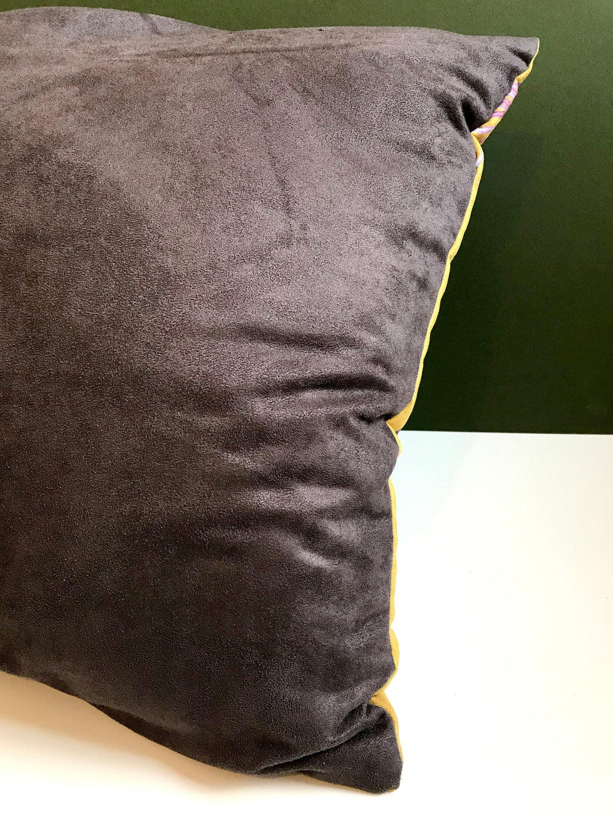 Large Yellow Skull Art Cushion – Vegan Suede