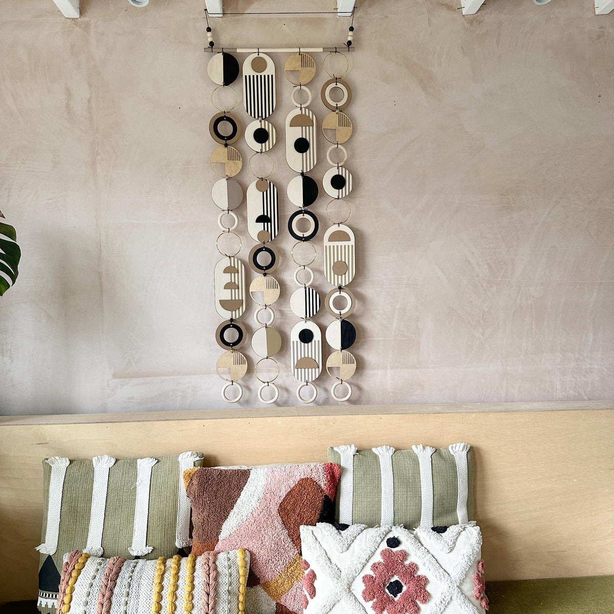 Handmade Modern Monochrome Wooden Wall Art - Tapestry
