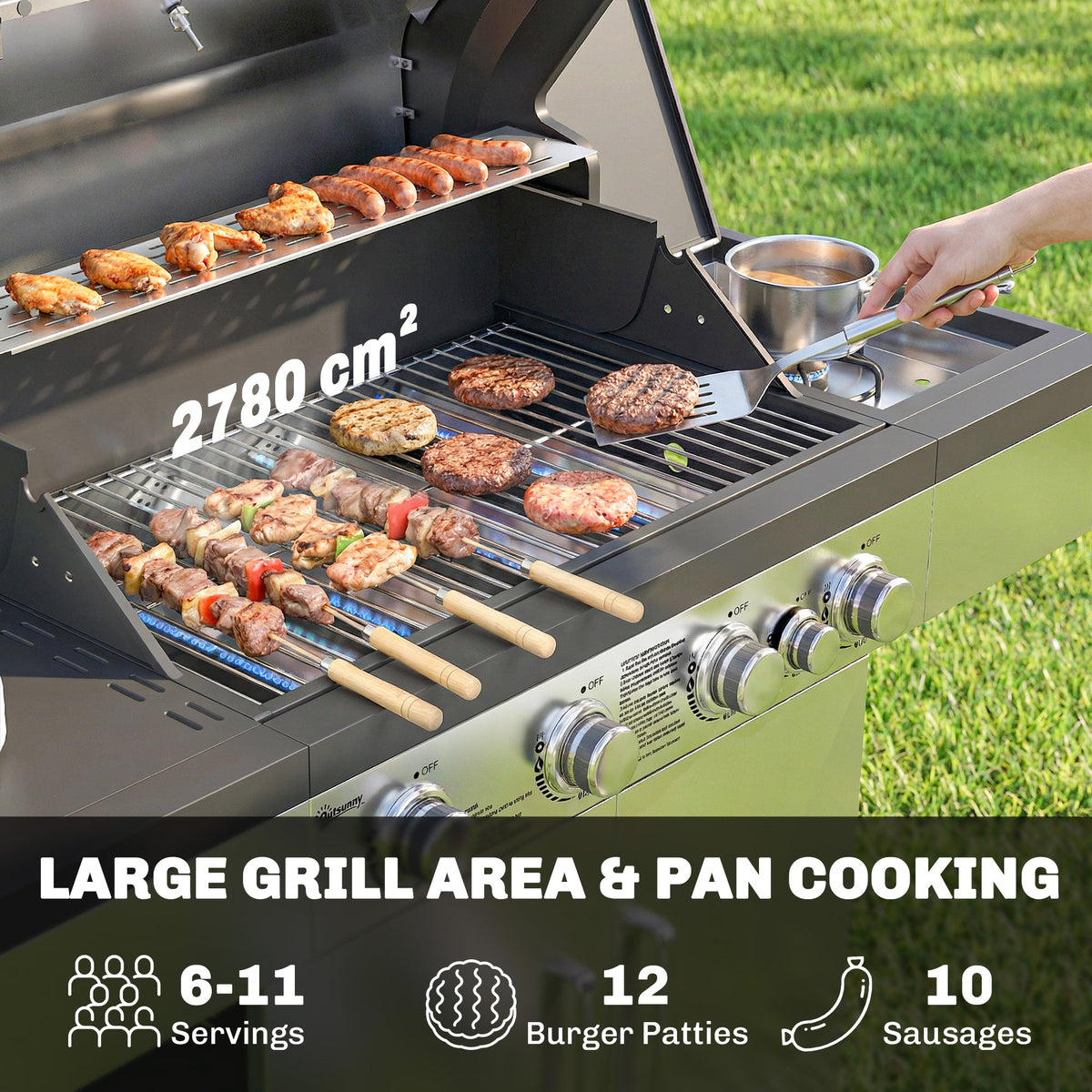 4+1 Portable Gas BBQ Grill with Side Burner