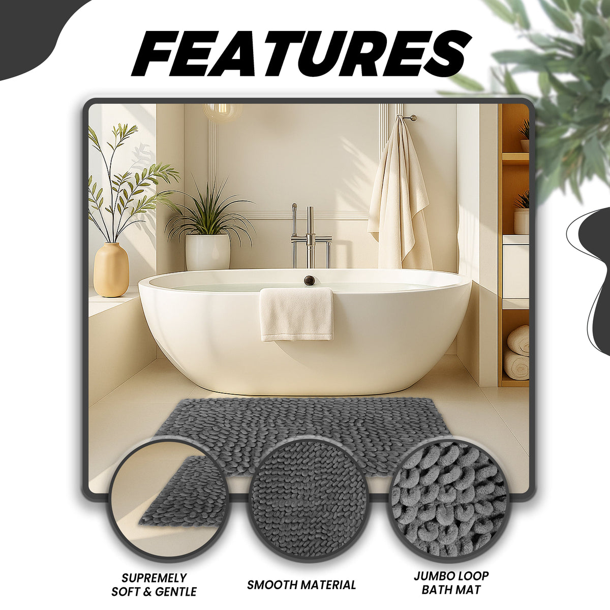Jumbo Loop Cotton Bath Mat | Non-Slip