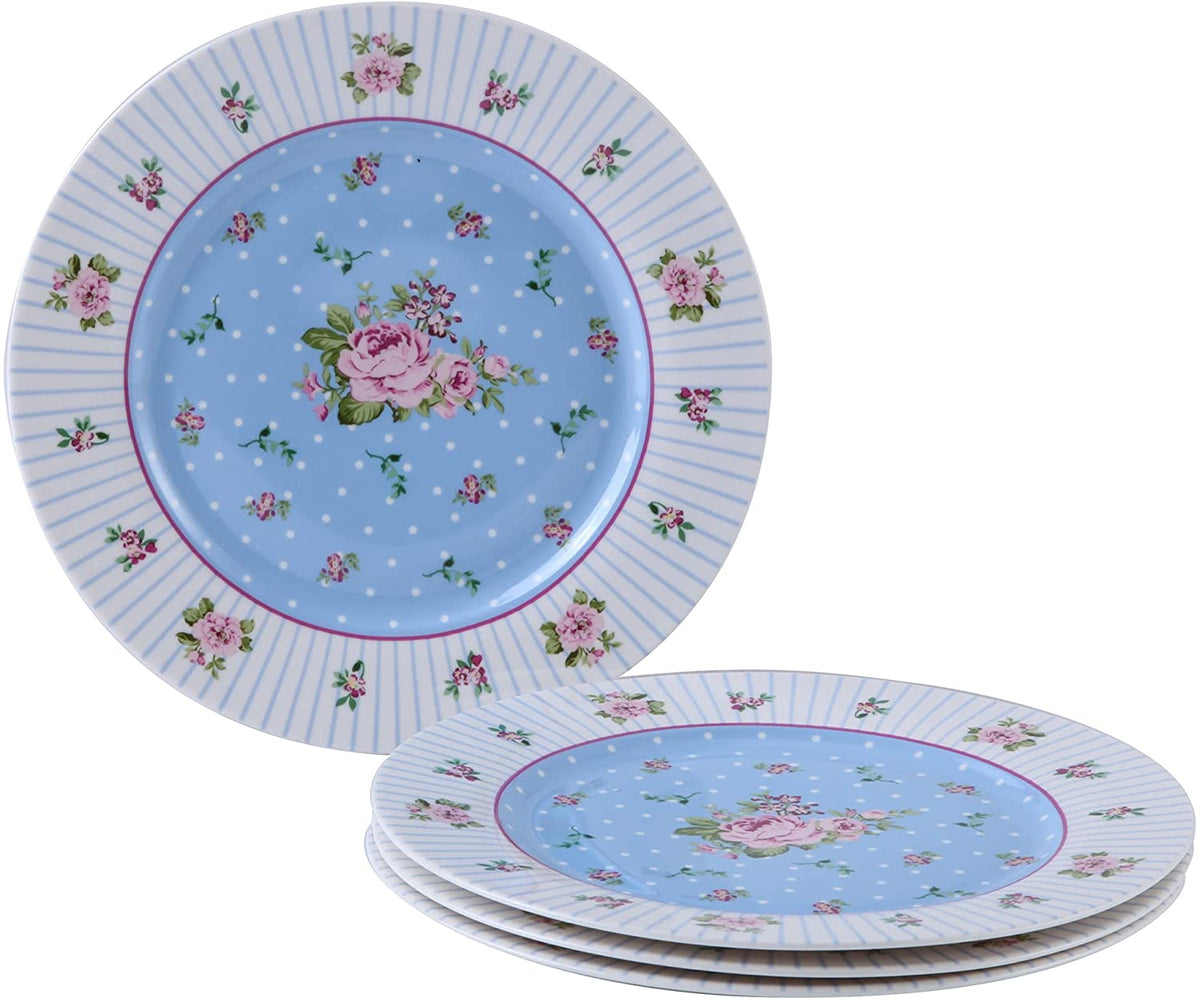 Porcelain 4-Piece Cake Plate Set – Blue Rose