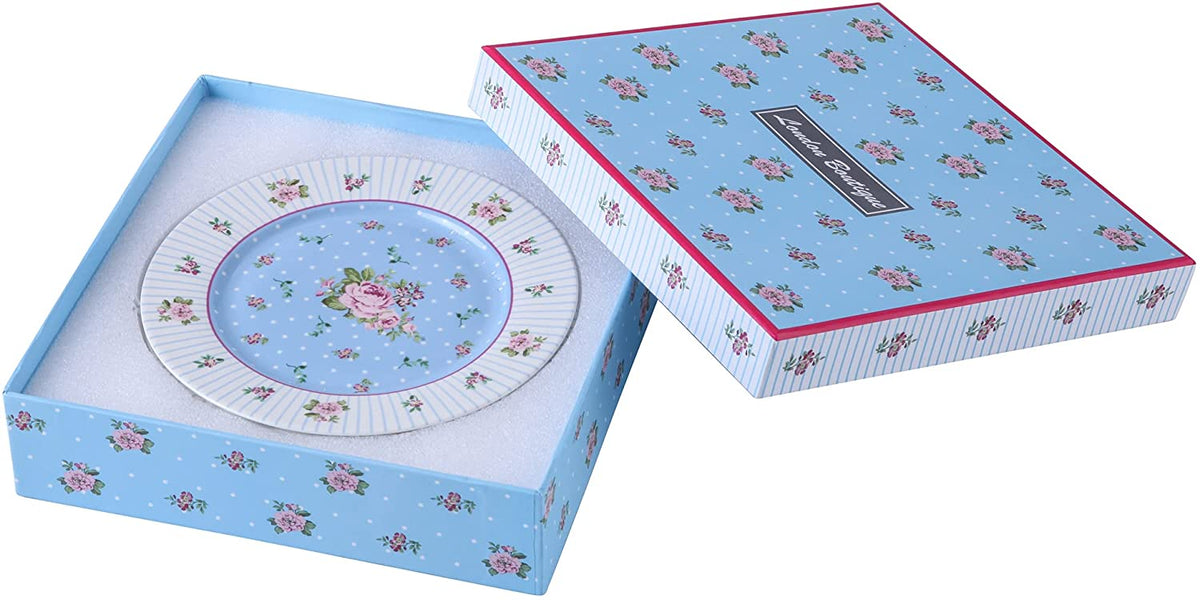 Porcelain 4-Piece Cake Plate Set – Blue Rose