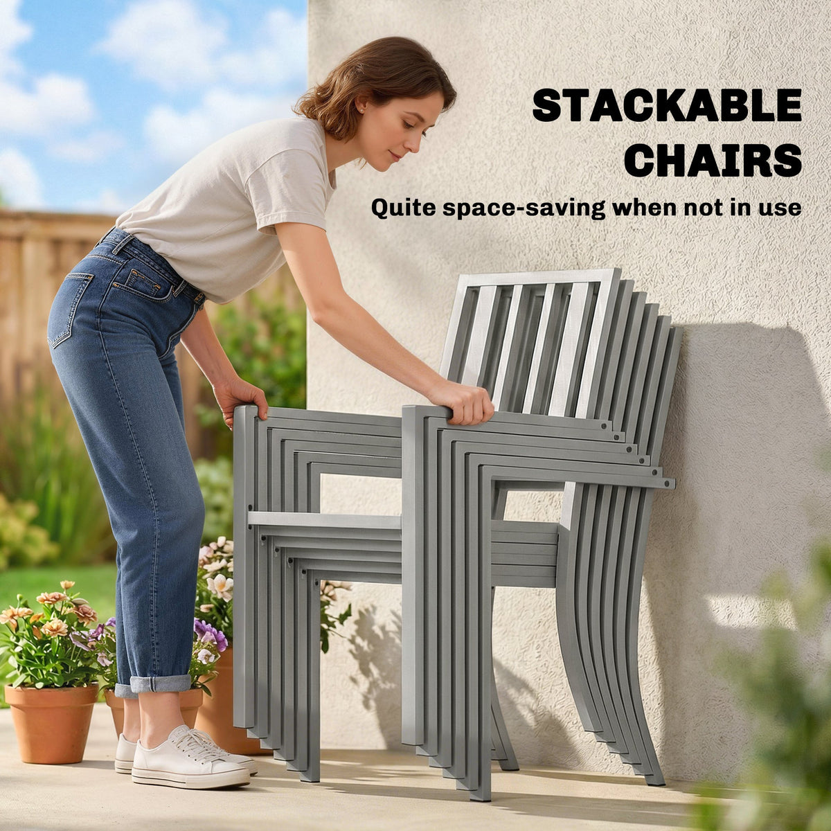 7-Piece Garden Table & Chairs Set with Umbrella Hole