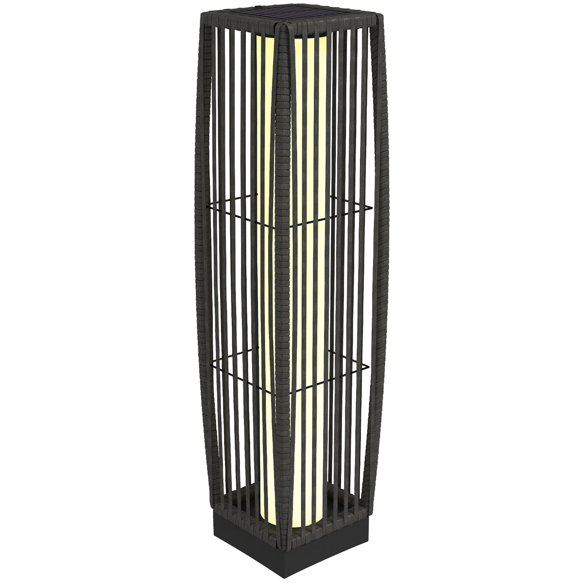 Solar Rattan Floor Lamp/ Garden Lantern with Auto-switch LED Lights, IP44