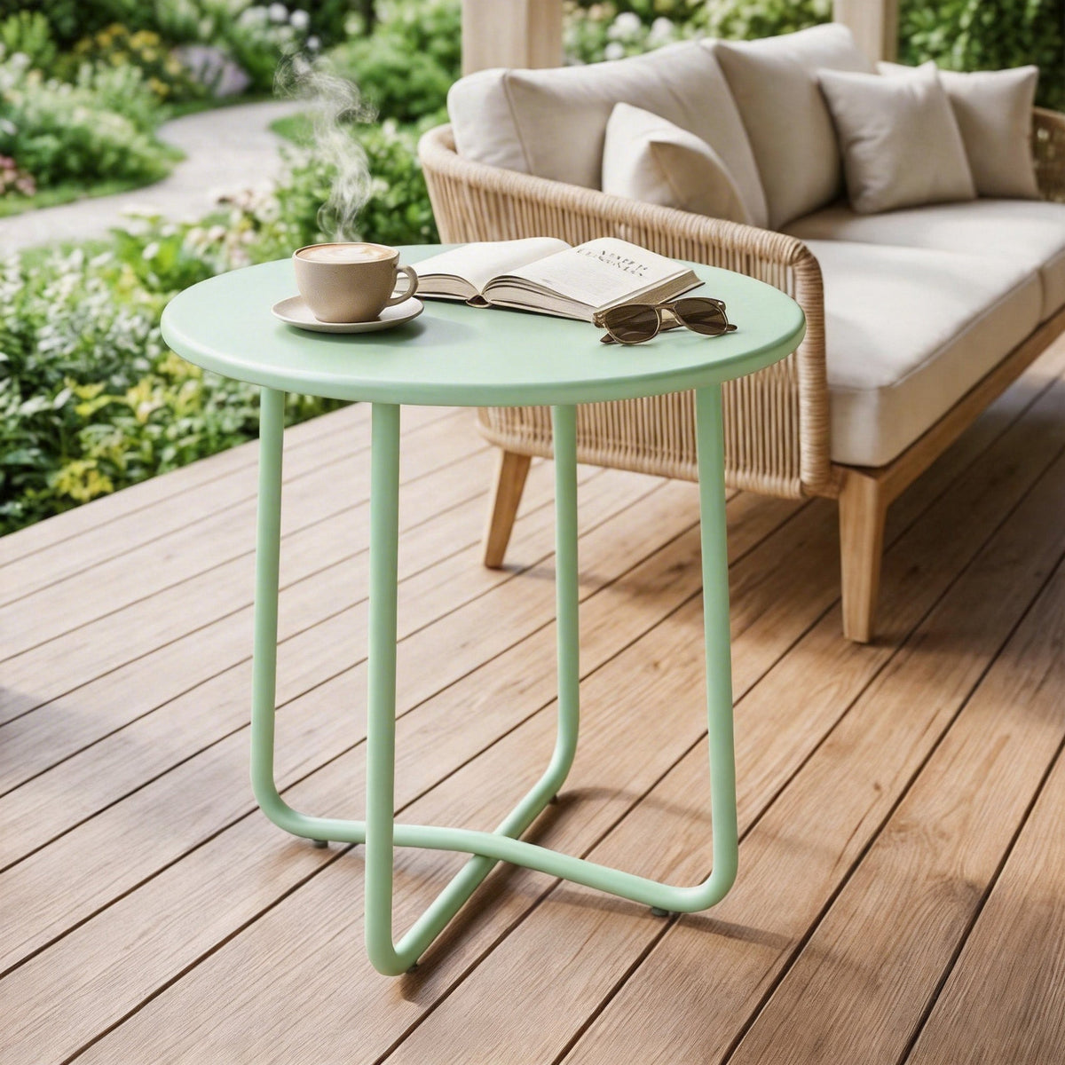 Round Garden Side Table, Metal