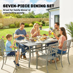 7-Piece Garden Table & Chairs Set with Umbrella Hole