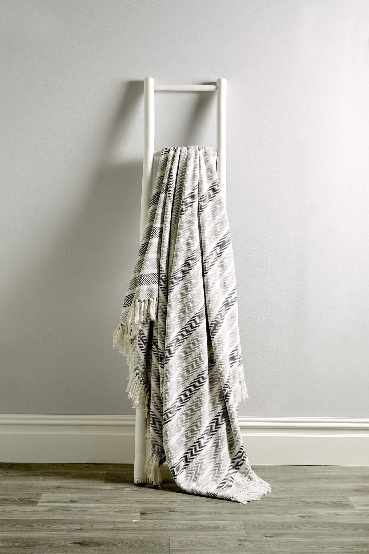 Handwoven Pure Cotton Striped Throw with Tassels