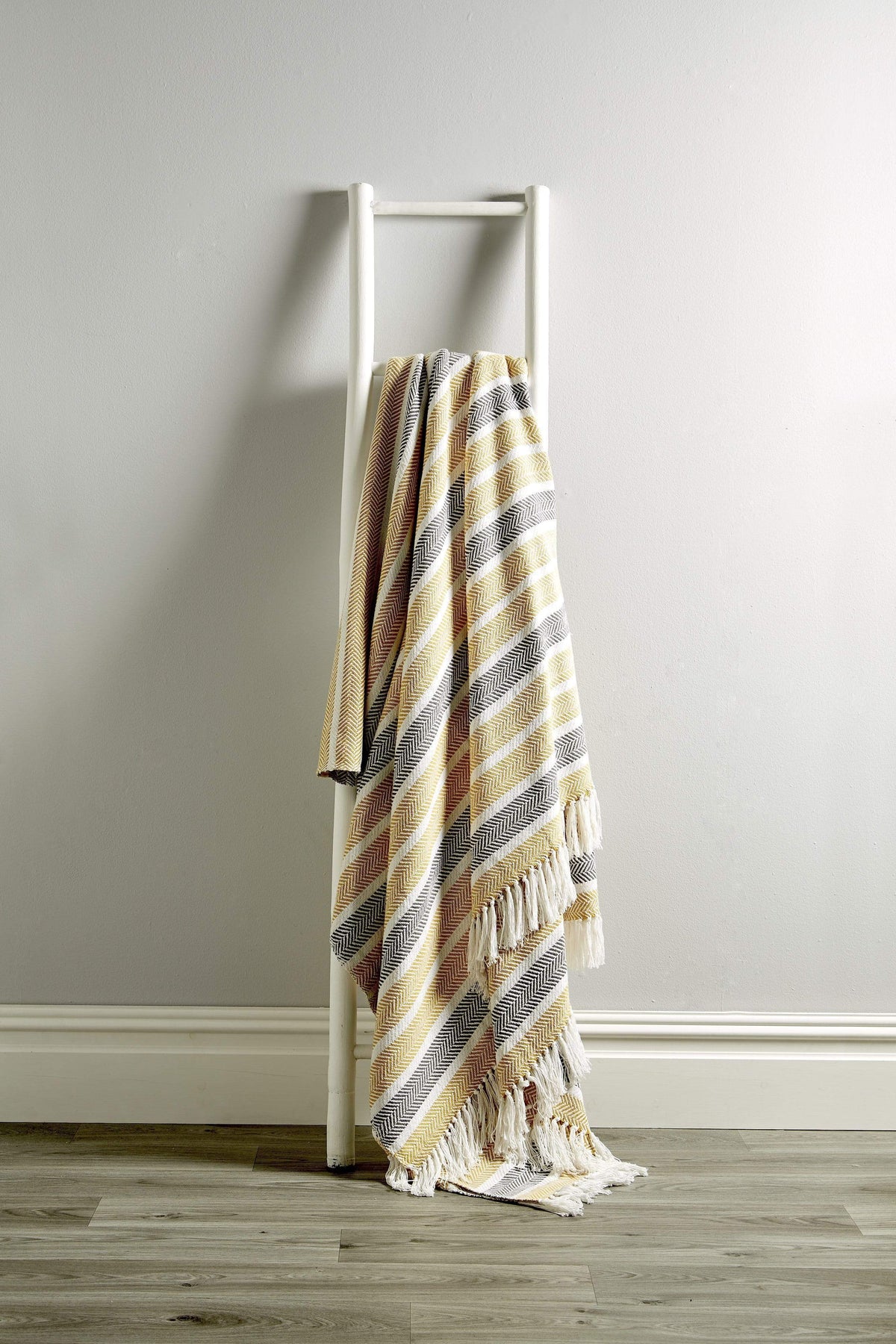 Handwoven Pure Cotton Striped Throw with Tassels