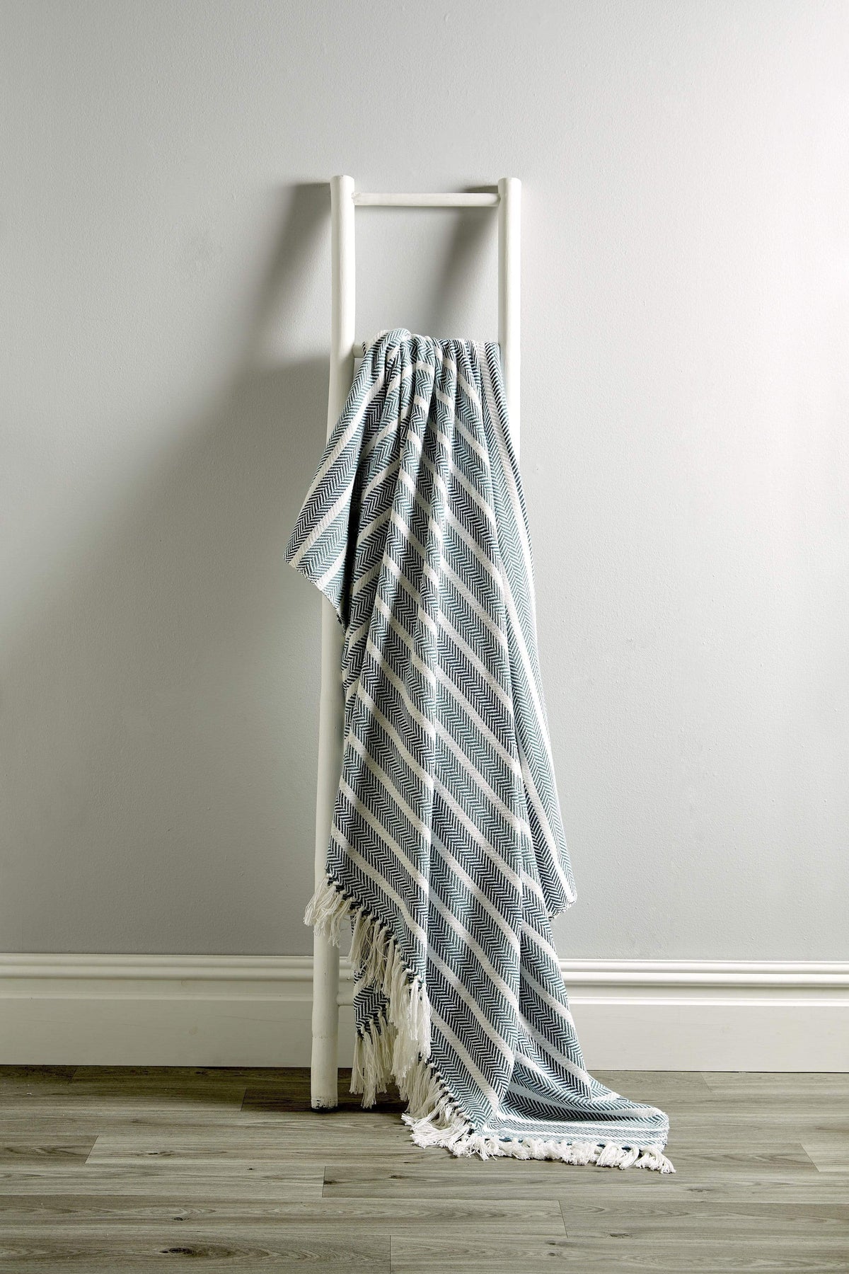 Handwoven Pure Cotton Striped Throw with Tassels