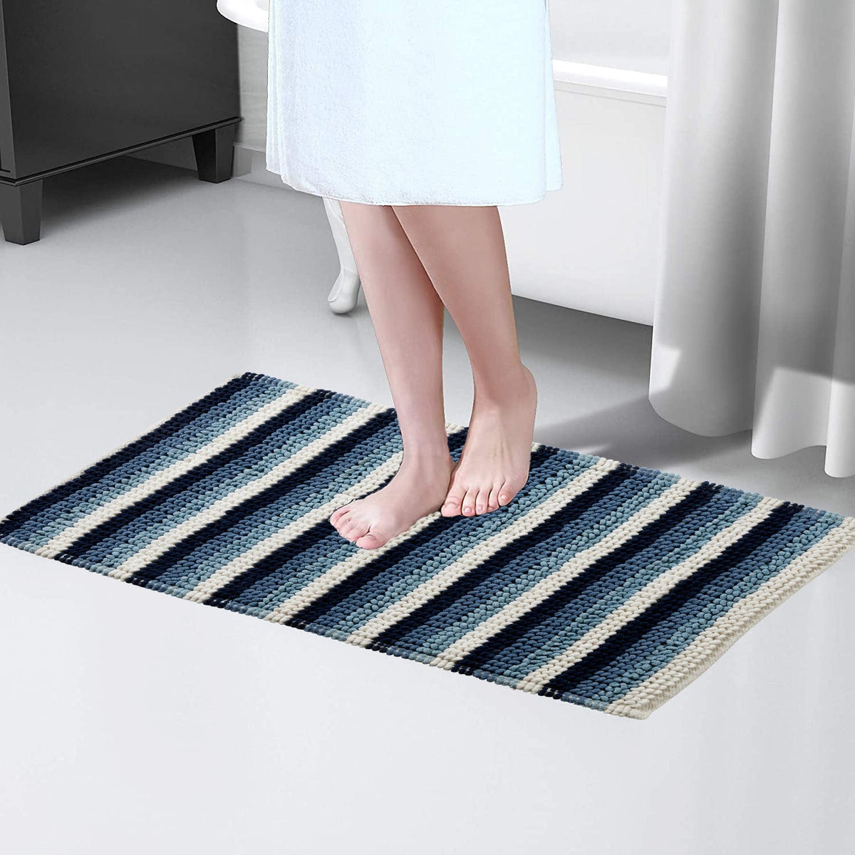 Quick-Drying, Stripe Bathmat - Anti-Slip