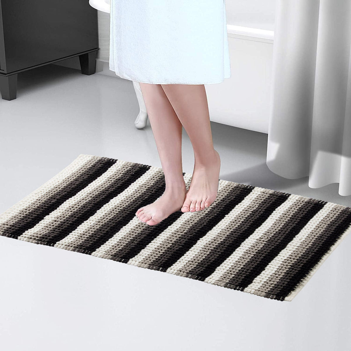 Quick-Drying, Stripe Bathmat - Anti-Slip
