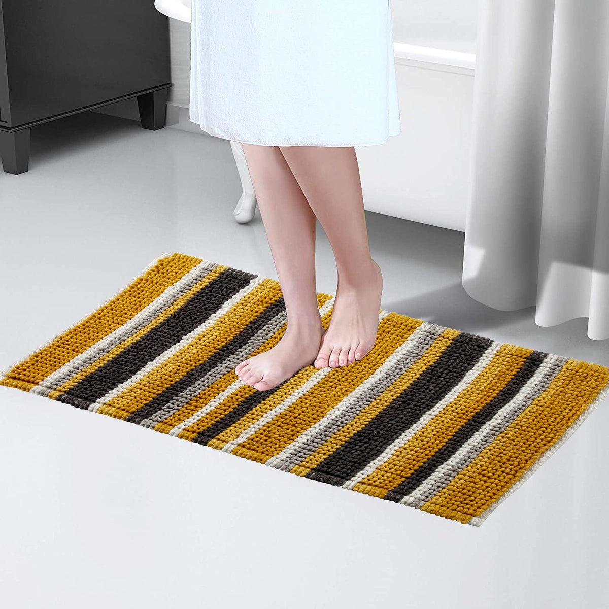 Quick-Drying, Stripe Bathmat - Anti-Slip