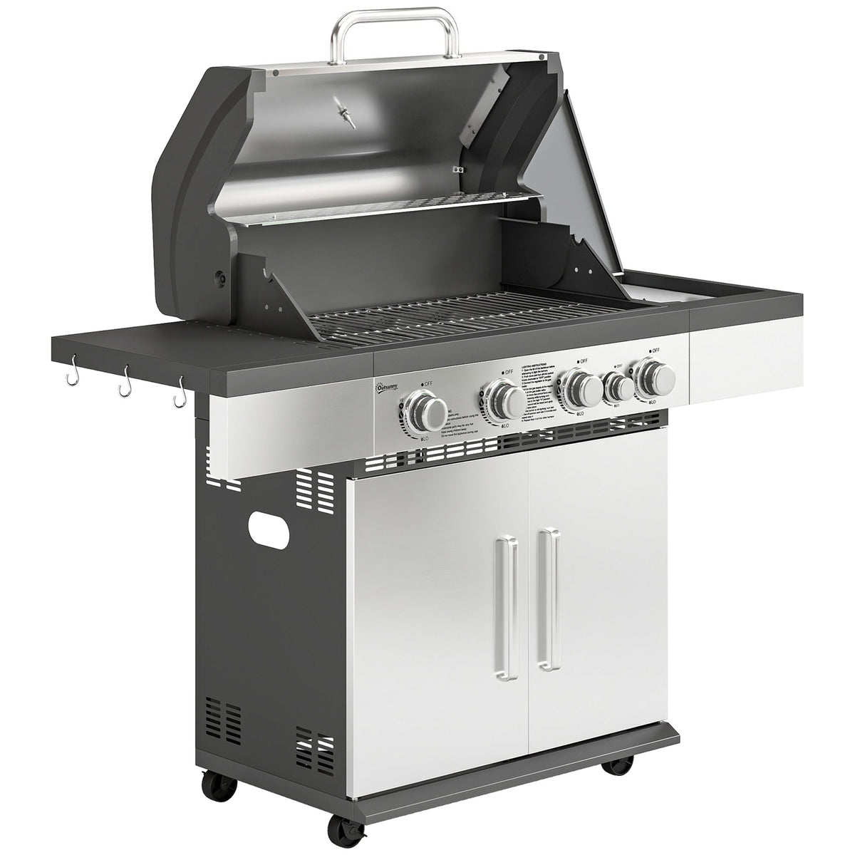 4+1 Portable Gas BBQ Grill with Side Burner