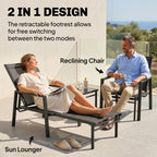 Sun Lounger Retractable Footrest 5-Position Adjustable Steel Frame