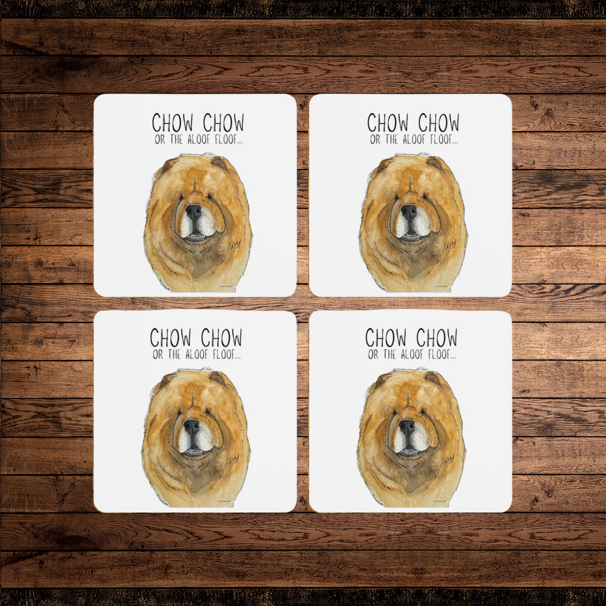 Red Chow Chow Coaster Set – Pack of 4 for Dog Lovers!