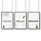 Relaxing Black & Pink Bathroom Art Set of 3