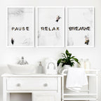 Relaxing Black & Pink Bathroom Art Set of 3