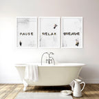 Relaxing Black & Pink Bathroom Art Set of 3