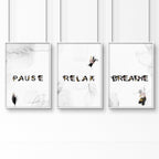 Relaxing Black & Pink Bathroom Art Set of 3