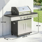 4+1 Portable Gas BBQ Grill with Side Burner