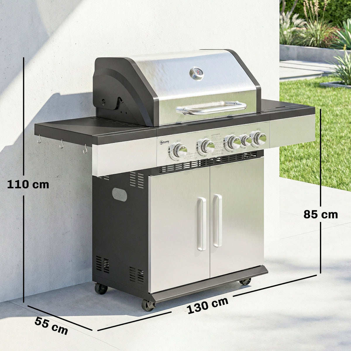 4+1 Portable Gas BBQ Grill with Side Burner