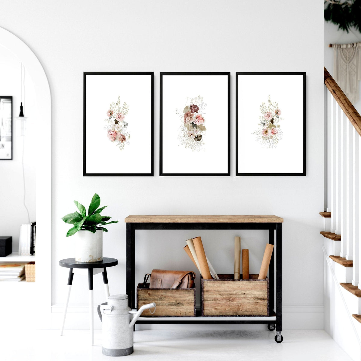 Shabby Chic Floral Wall Art Set of 3