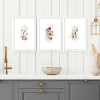 Shabby Chic Floral Wall Art Set of 3