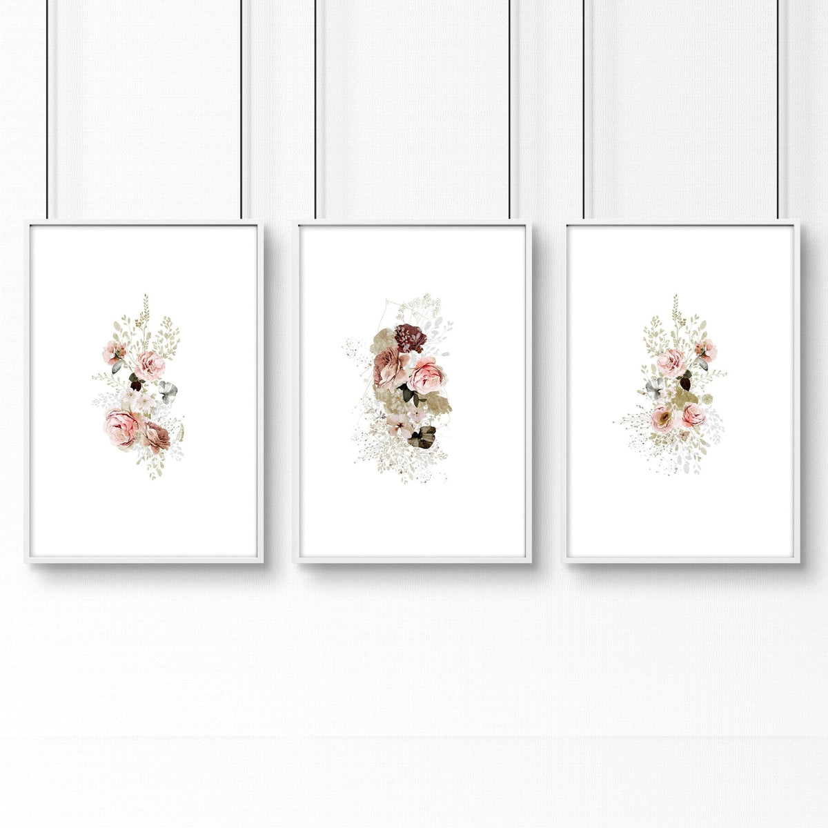Shabby Chic Floral Wall Art Set of 3
