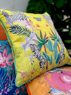 Stallion Zebra Cushion – Vegan Suede, Citrus Yellow