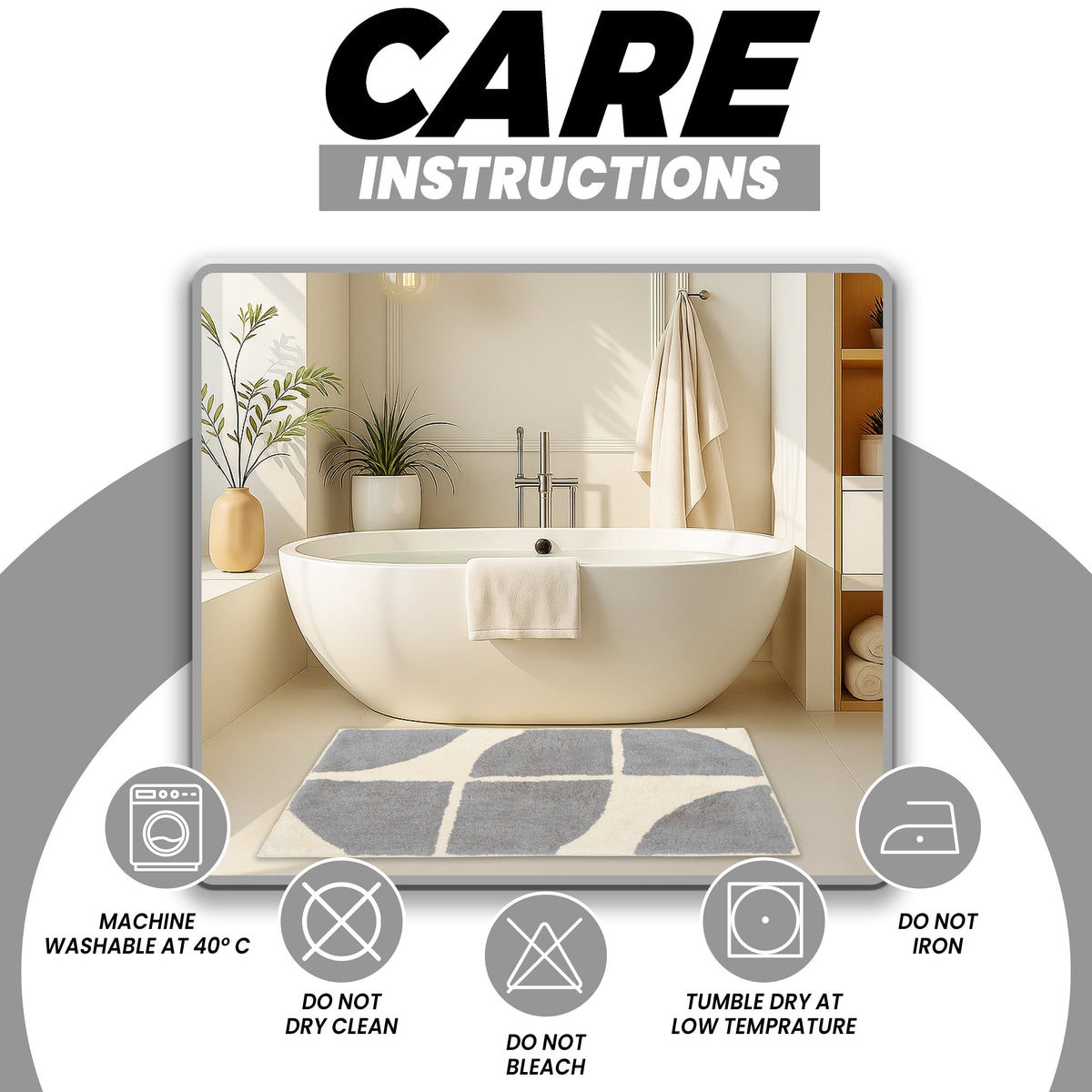 Super Soft Non-Slip Cotton Blend Bath Absorbent Mat 60 x 80cm