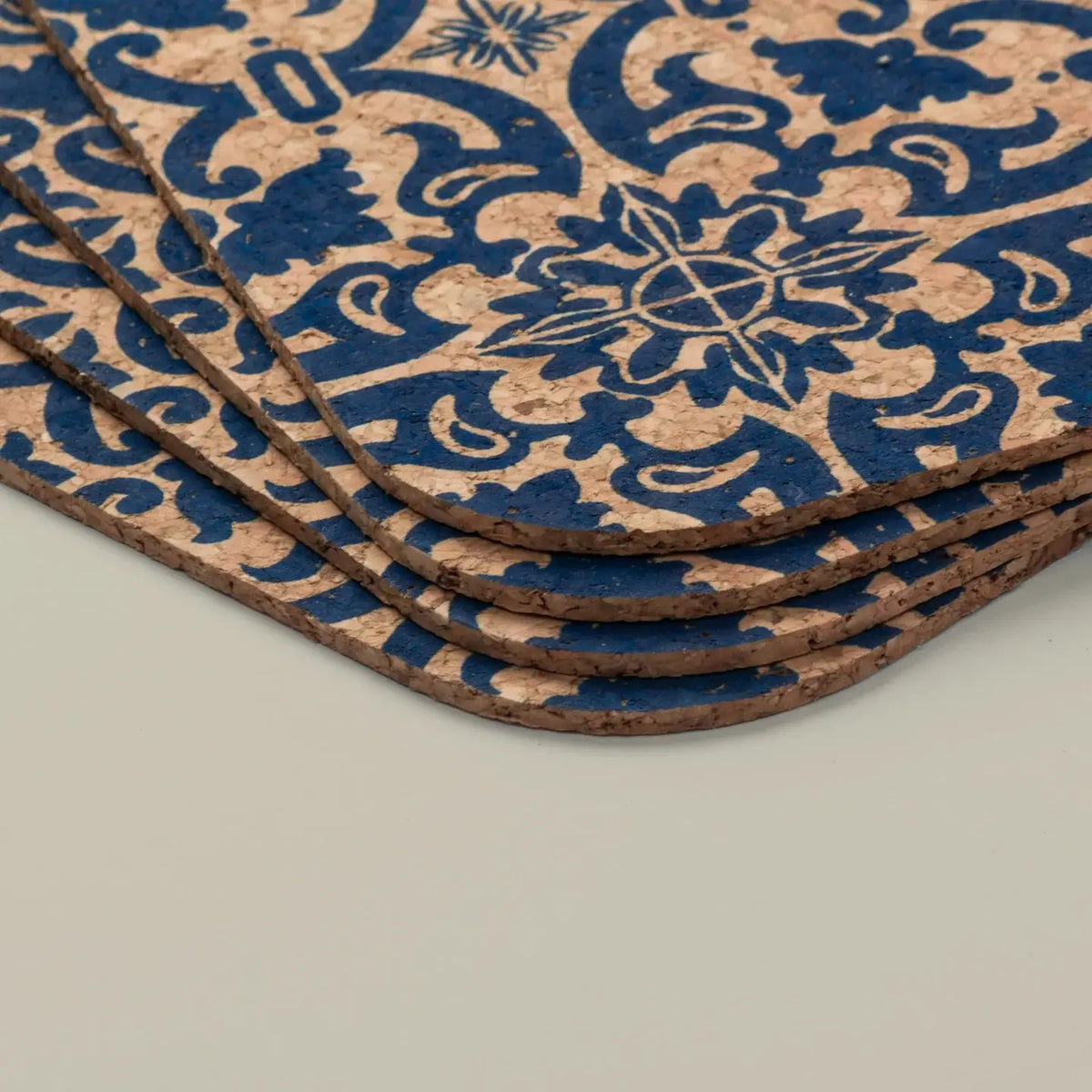 Rectangular Cork Placemats with Tile Design - Set of 4