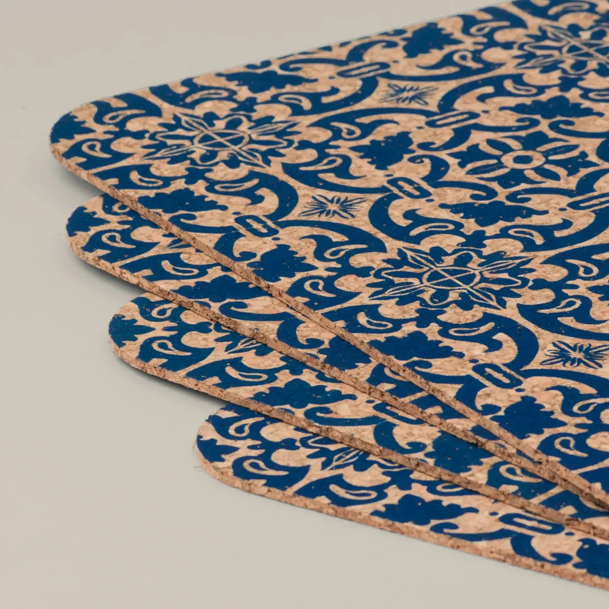 Rectangular Cork Placemats with Tile Design - Set of 4