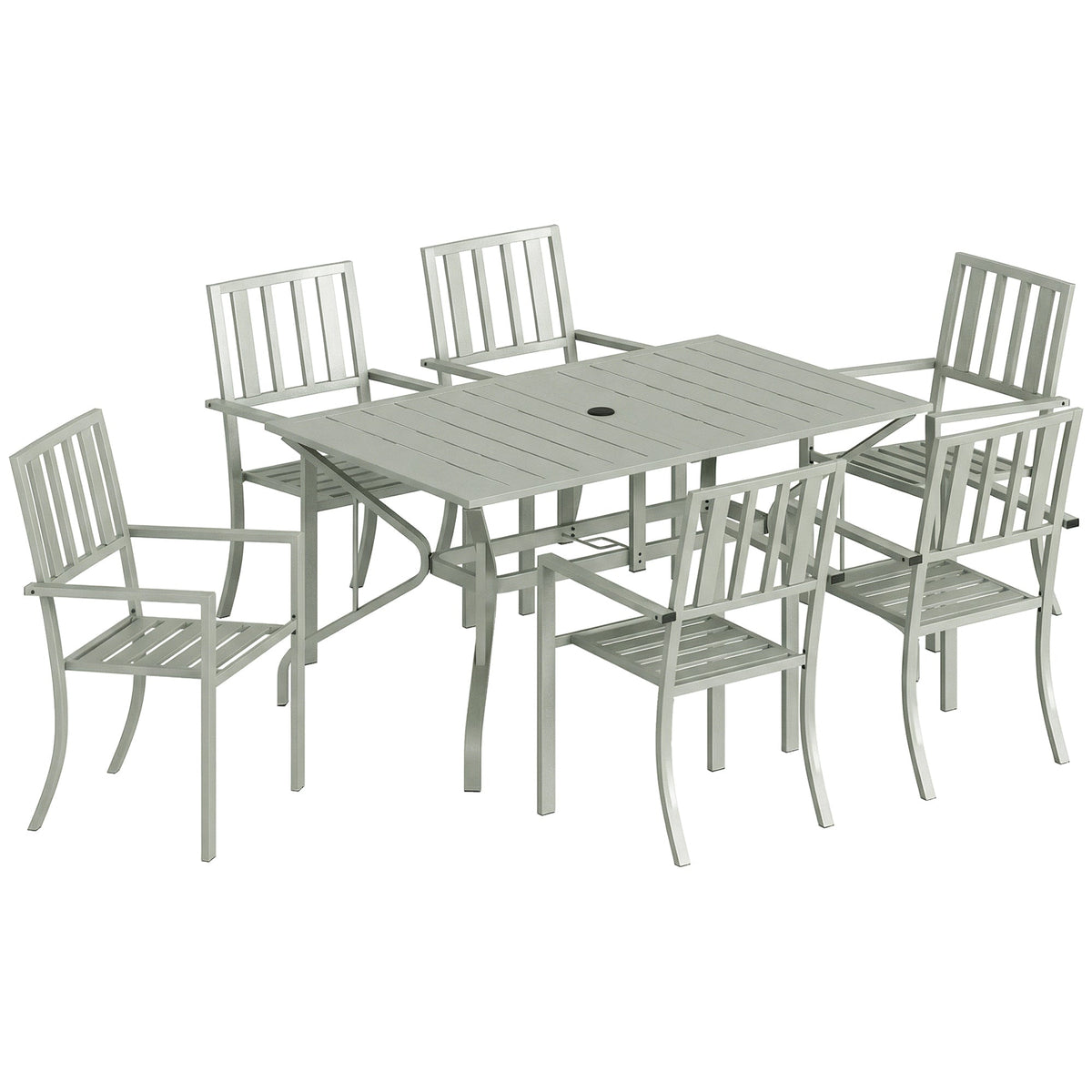 7-Piece Garden Table & Chairs Set with Umbrella Hole